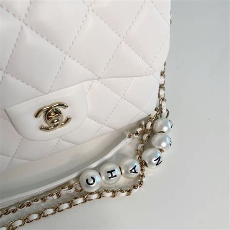 white chanel bag with pearls